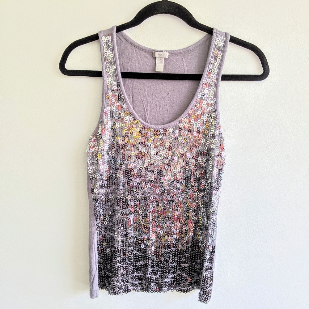 SALE 2/$16 -- Gray sleeveless shimmery blouse